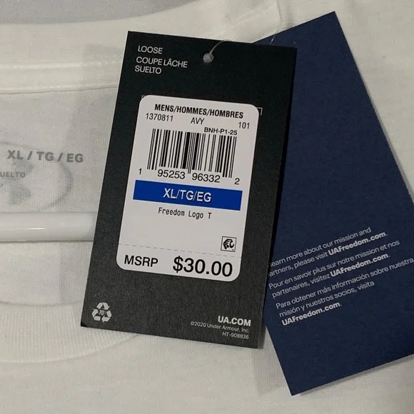 Under Armour Freedom American Flag Shirt White - Freedom T Shirt Logo - Mens XL - Picture 6 of 6